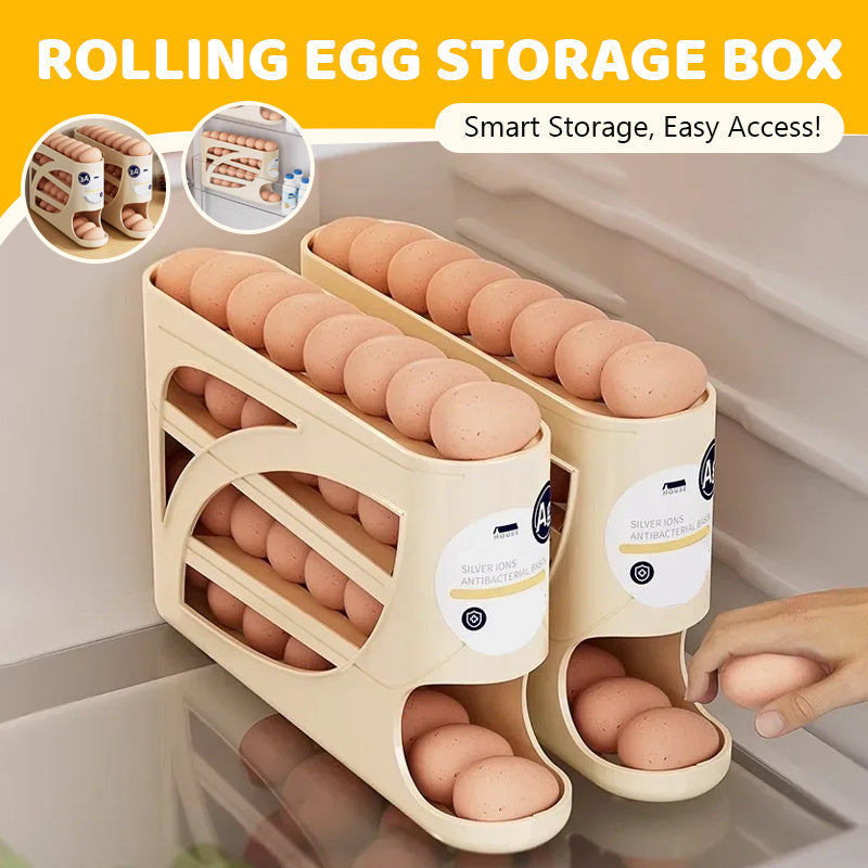 🥚Pyörivän munan järjestäjä – Jääkaapin tilansäästäjä (30 munaa) 🥚✨