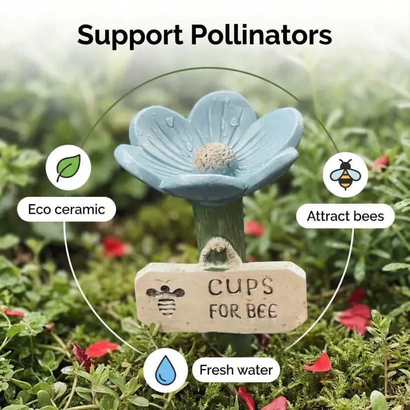 🌸🐝 Gepatenteerd bijen-/waterstation – 💧 Keramische bloem en beschermd tegen muggen en mieren