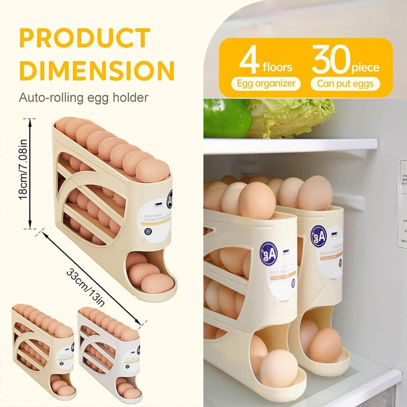 🥚Pyörivän munan järjestäjä – Jääkaapin tilansäästäjä (30 munaa) 🥚✨
