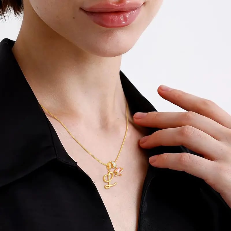 💖Rajaton 50 % alennus✨Kolmikerroksinen kirjain A-Z-riipuskaulakoru🎀