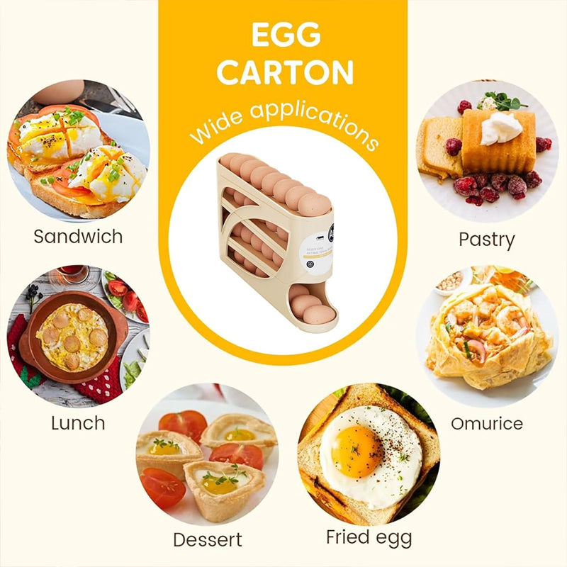 🥚Pyörivän munan järjestäjä – Jääkaapin tilansäästäjä (30 munaa) 🥚✨