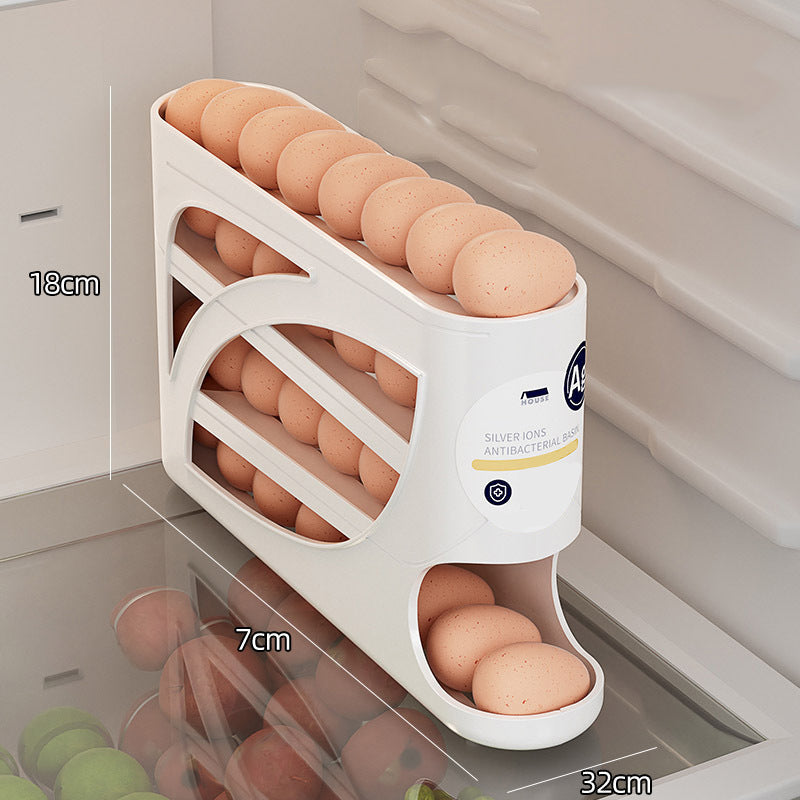 🥚Pyörivän munan järjestäjä – Jääkaapin tilansäästäjä (30 munaa) 🥚✨