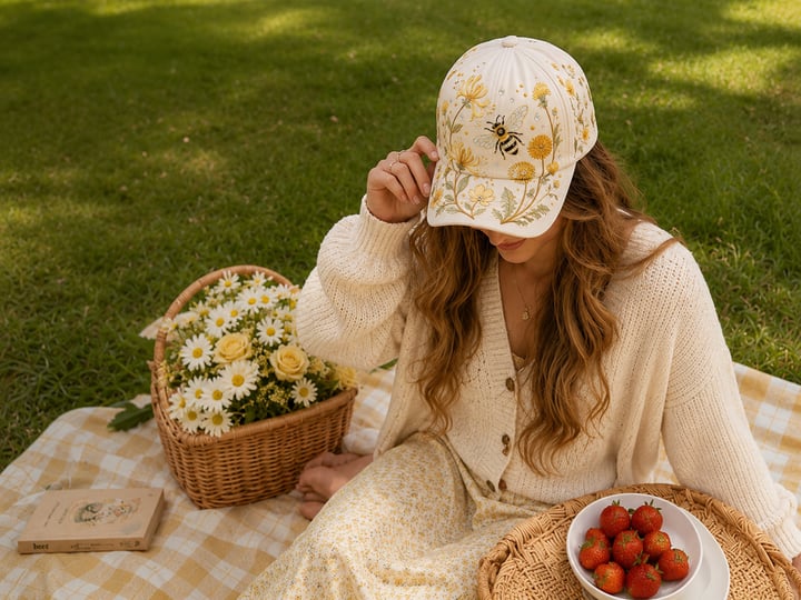 🌸🌿 Garden Morning -baseball-lippis: Lempeää auringonpaistetta ja arjen kodikkuutta! ☀️🌱🧢