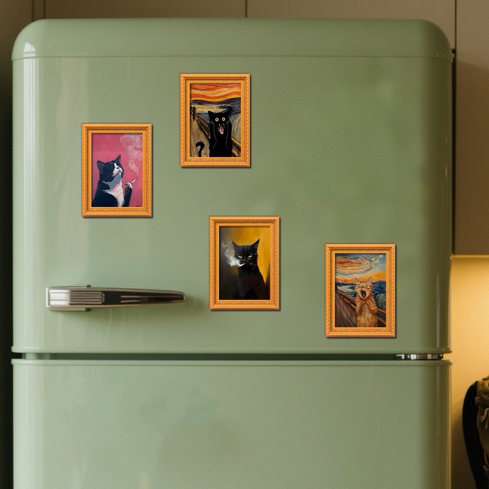 🌹 Schattige koelkastmagneten met katten – Betoverende kattenversiering met lijstje voor thuis en op kantoor 🐱✨